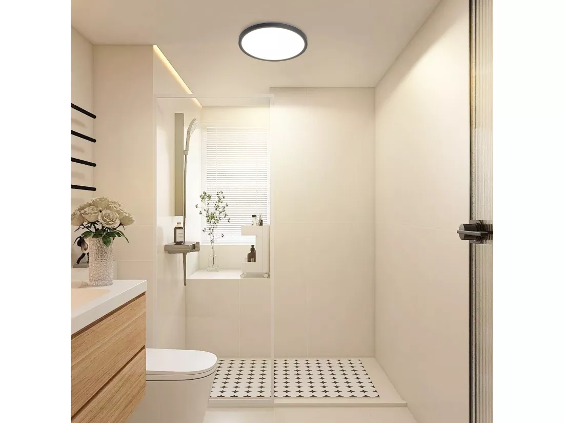 NETTLIFE Plafonnier LED Salle de bain Plat 30CM 24W Rond Blanc Plafonnier Cuisine Non-variable