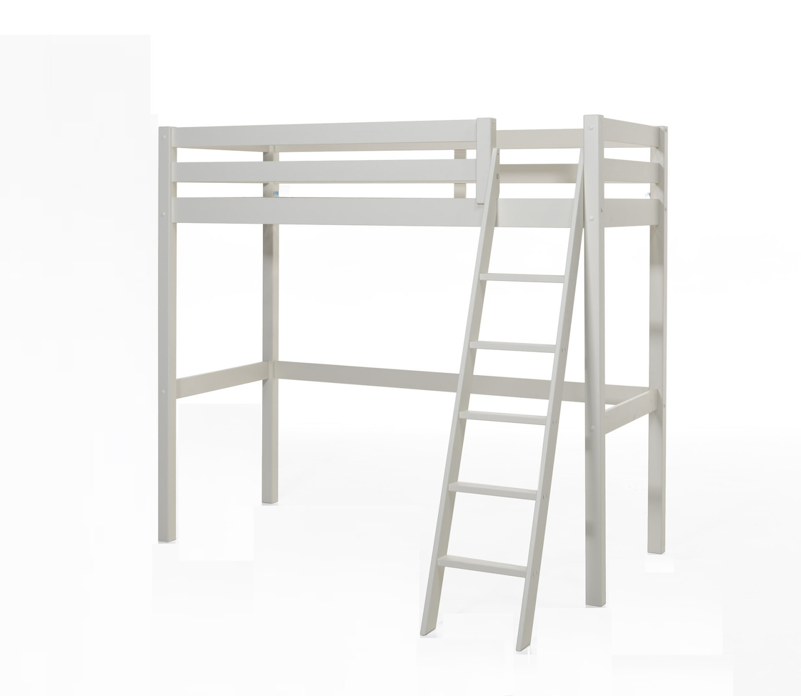 Hochbett PINO - weiß - Kiefer massiv - 90x200 cm