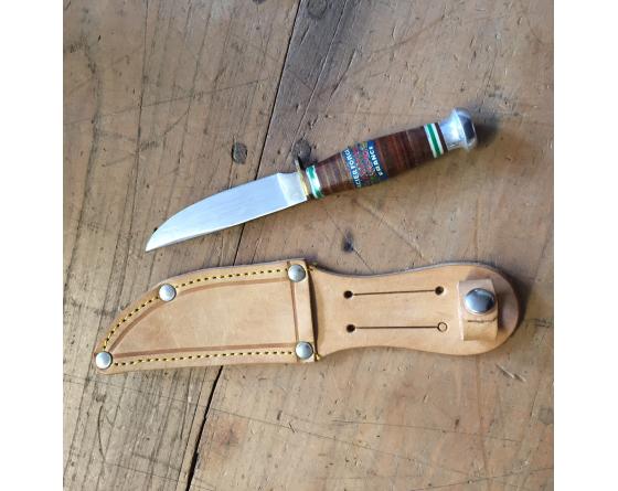 SCOUT POIGNARD PETIT MODELE - RONDELLES DE CUIR - ACIER CARBONE
