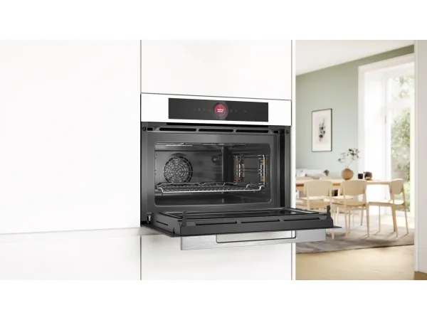Bosch Serie | 8 CMG7241W1 - Kombinationsovn - til indbygning - Wi-Fi - niche - bredde: 56 cm - dybde: 55 cm - højde: 45 cm - med selv-rengøring - hvid