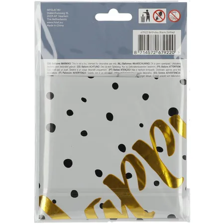 Folat Folienballon Geburtstag Dots Schwarz - 45 cm