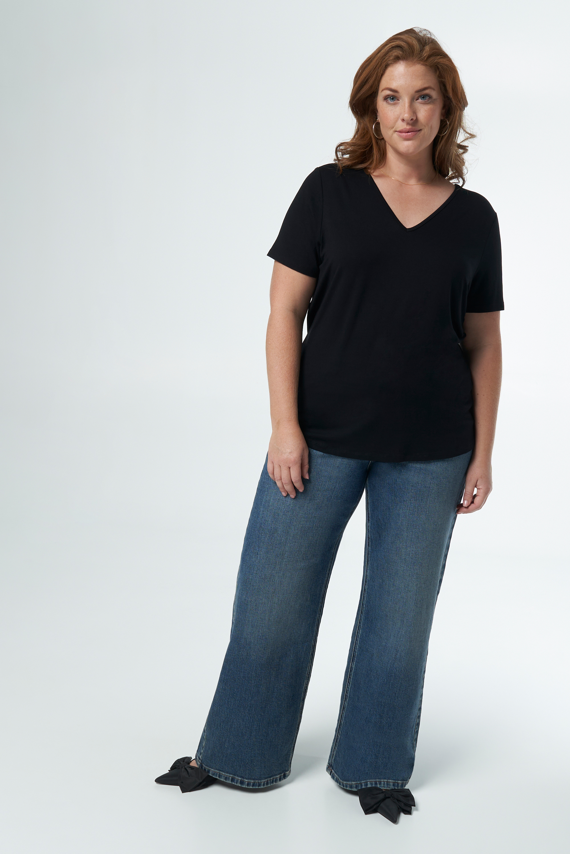 2-pack T-shirts met V-hals Zwart