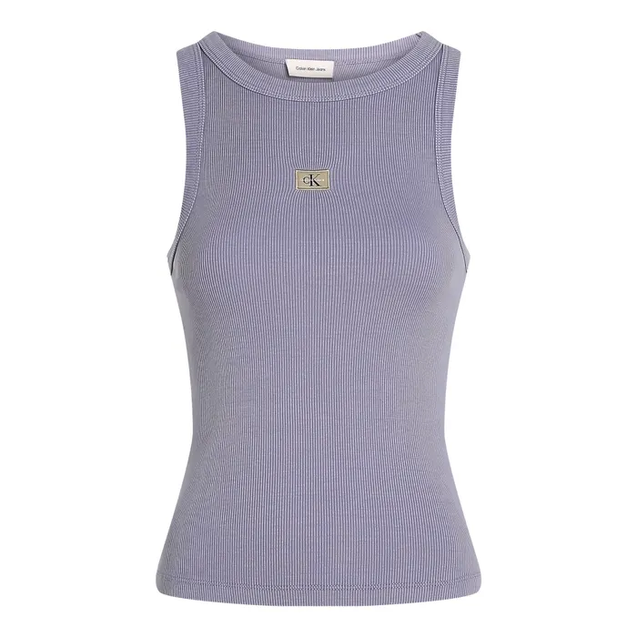 Calvin Klein Washed Woven Label Rib Tanktop Dames