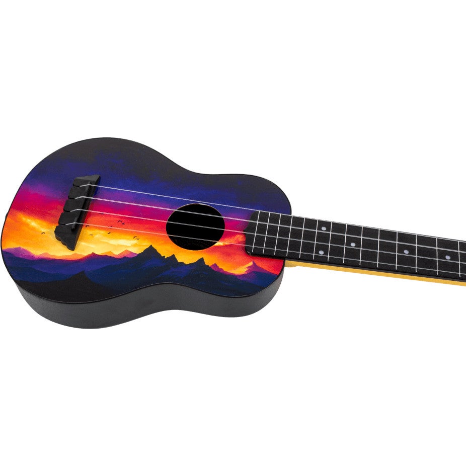 Flight Travel Series TUSL-EE Sunset Elise Ecklund Signature Concert Scale sopraan ukelele met gigbag