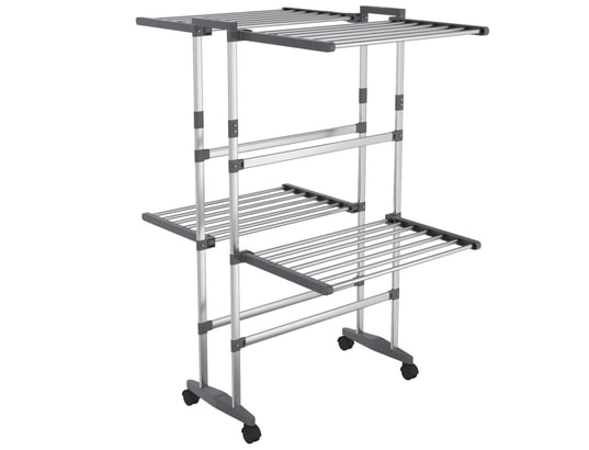 VIDAXL - étagère à linge à 2 niveaux avec roues argenté 60x70x106 cm