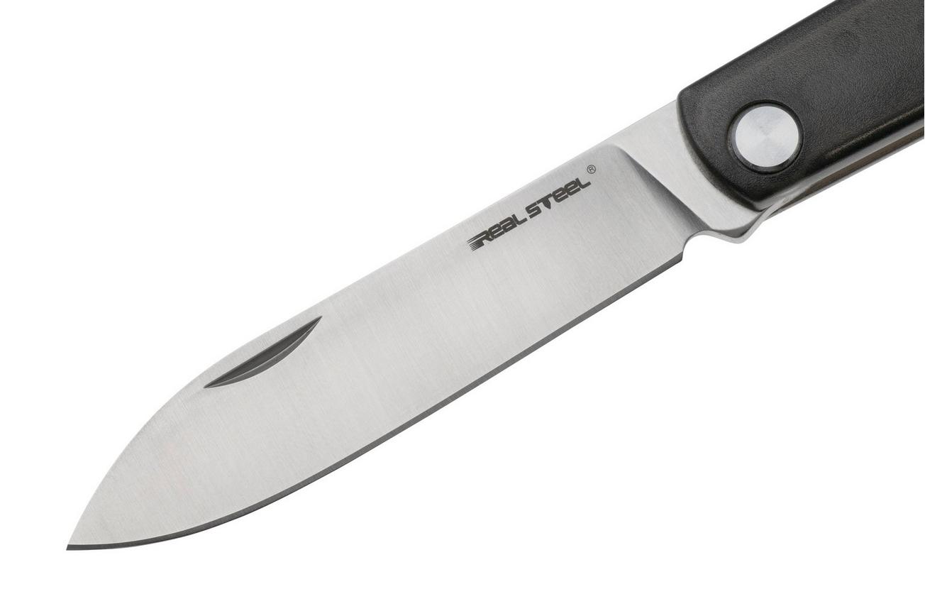 Real Steel Barlow RB1, 8041B Droppoint 12C27, Black PC, slipjoint zakmes