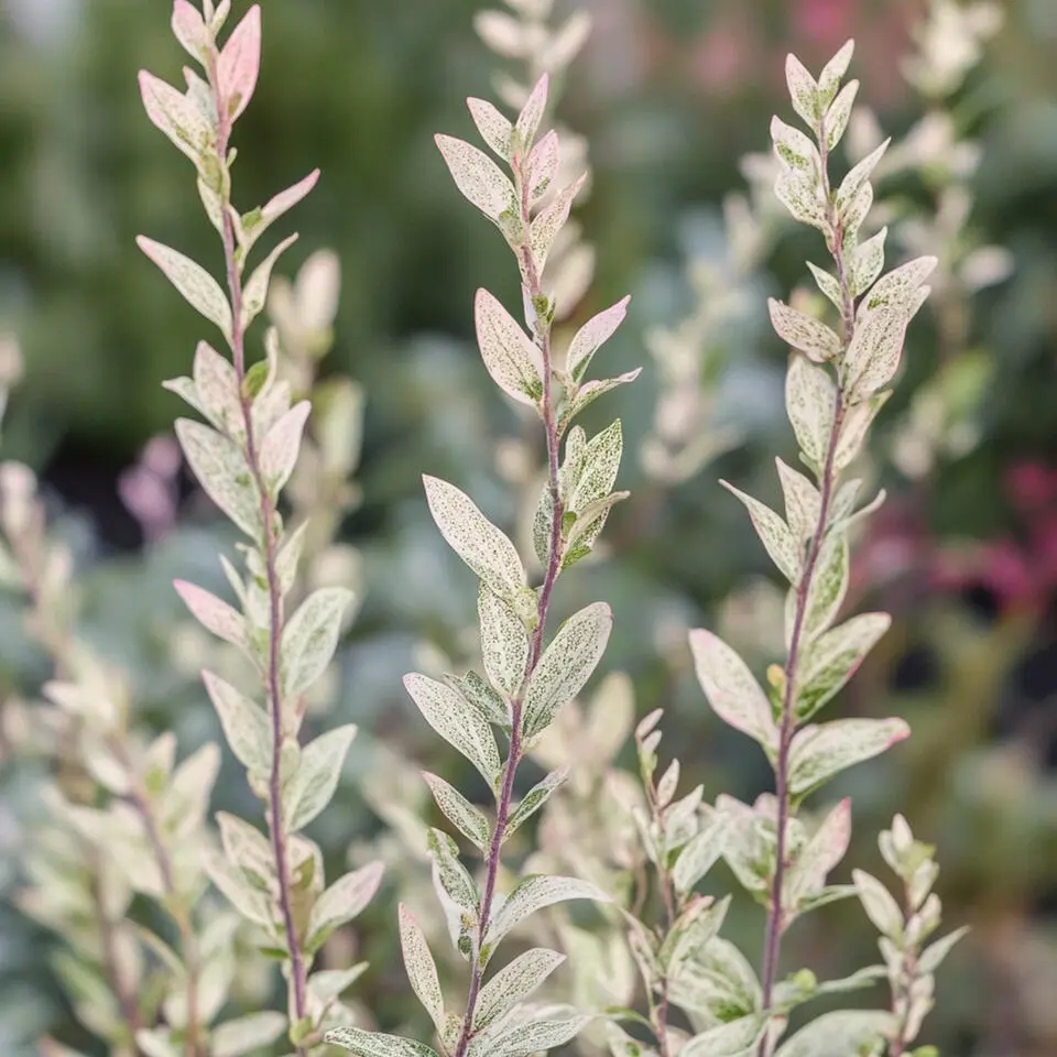 Bonte dwergwilg - Set van 4 - Salix integra 'Flamingo' - Hoogte 60-80cm - ⌀17cm