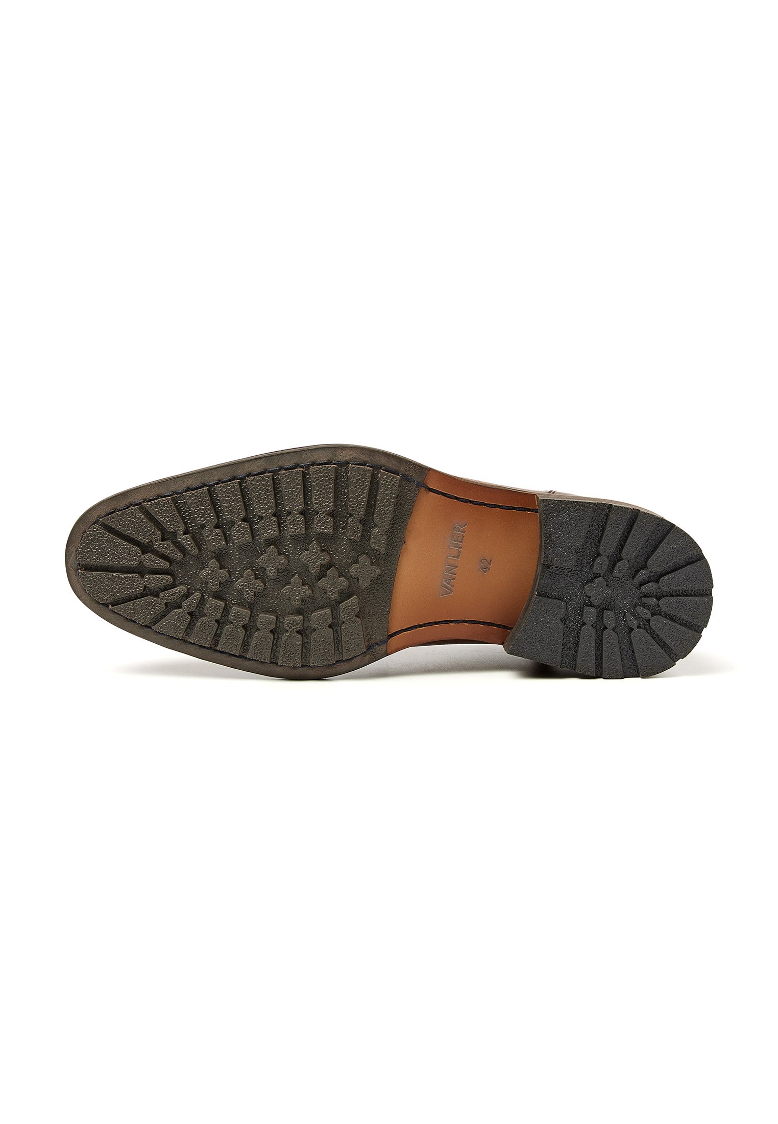 Cognac gladleren Montana halfhoge veterschoen