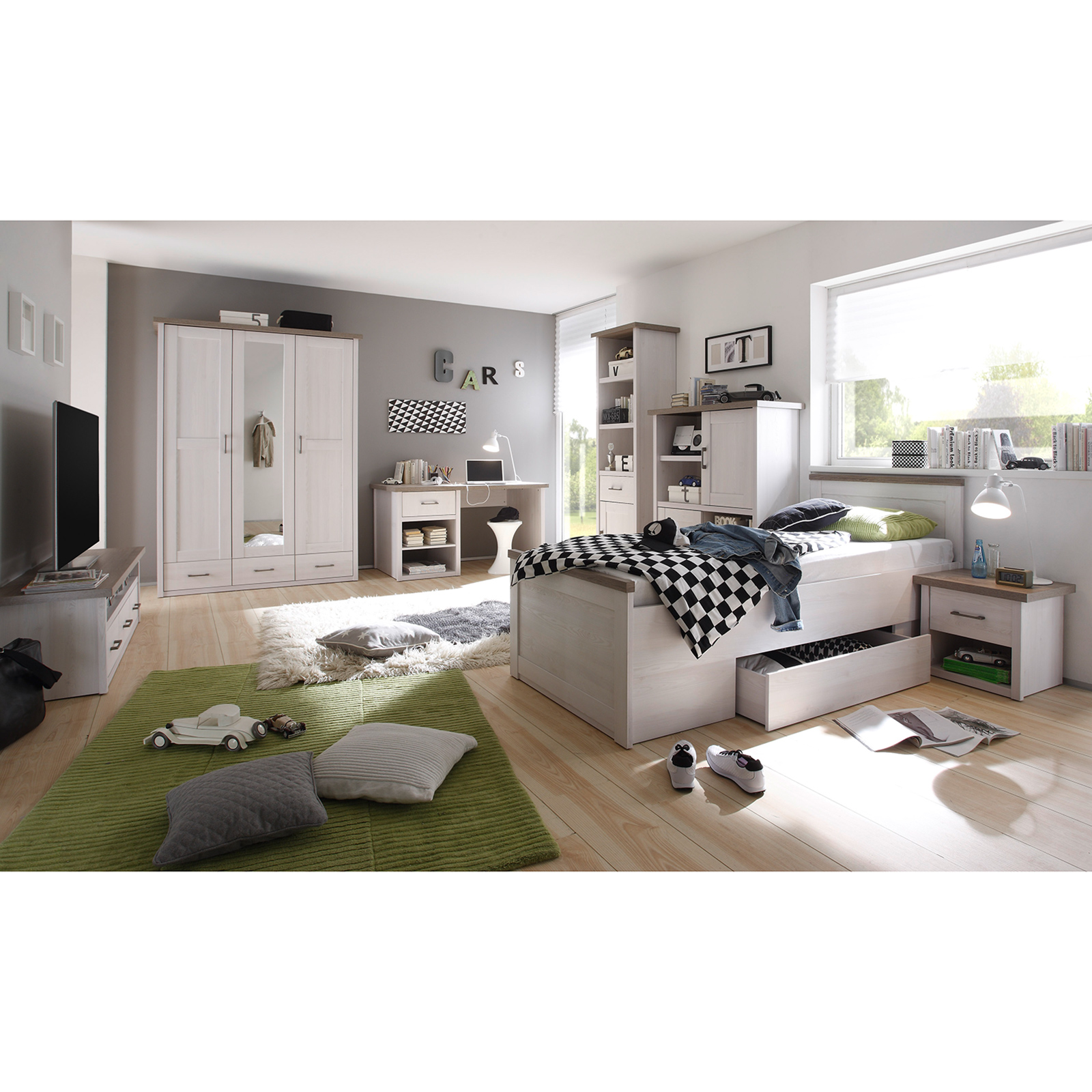 Bett - Pinie weiß-Trüffel - 90x200 cm