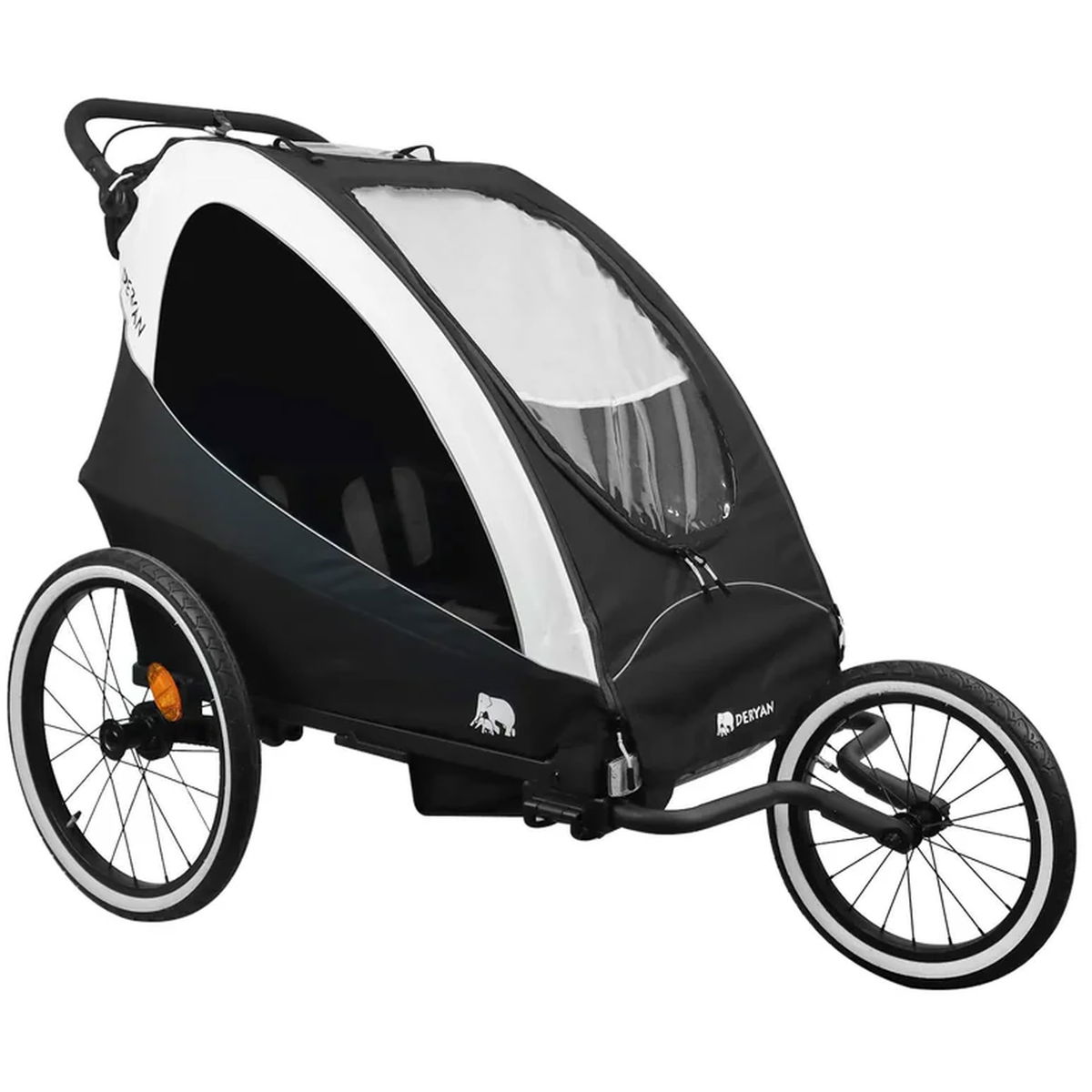 DERYANDERYAN   3in1 Fahrradanhänger für 2 Kinder weiss