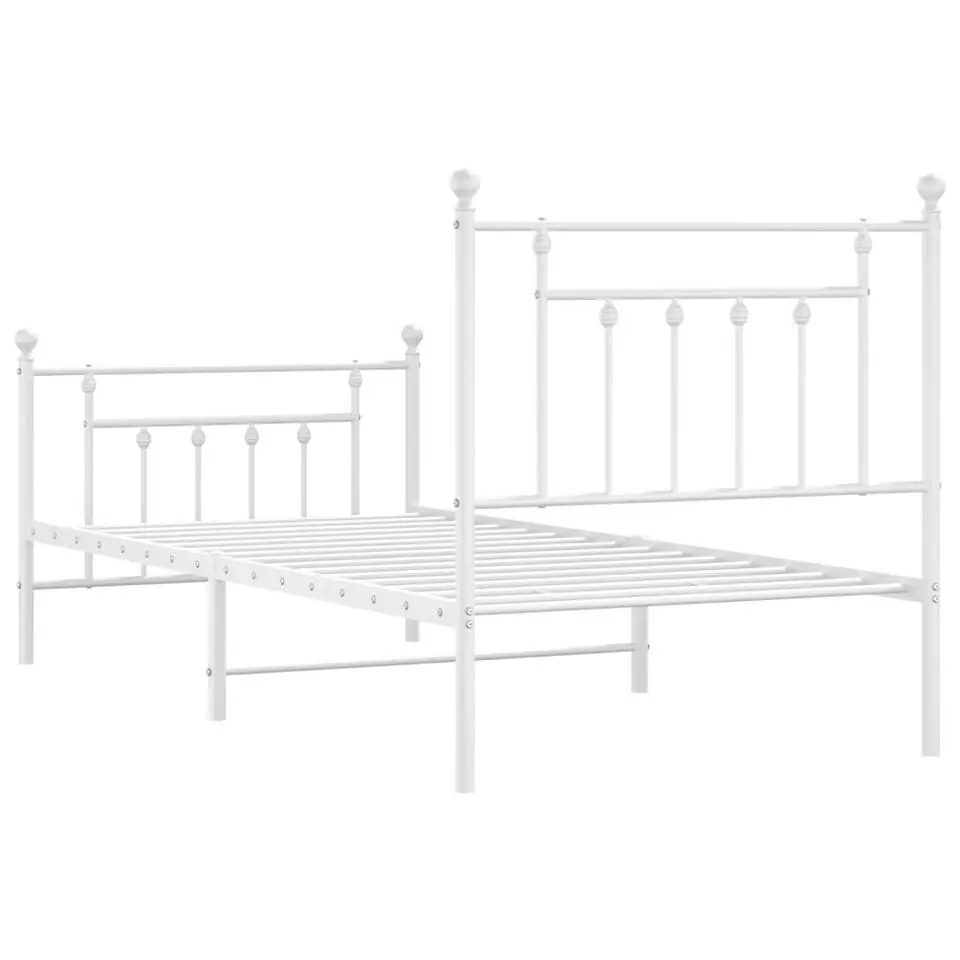 vidaXL - Bed frame met hoofd- en voeteneinde - Wit - Metaal - 90x200 cm