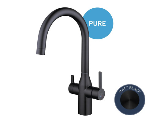 KEO NOA keukenkraan met filterfunctie, zwart, inclusief BWT MyAqua Soft filter en filterkop, filtert chloor, kalkaanslag en zware metalen