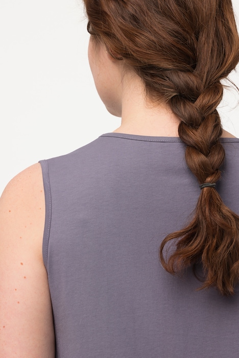 Longtop, Naturfärbung, A-Linie, V-Ausschnitt, ärmellos