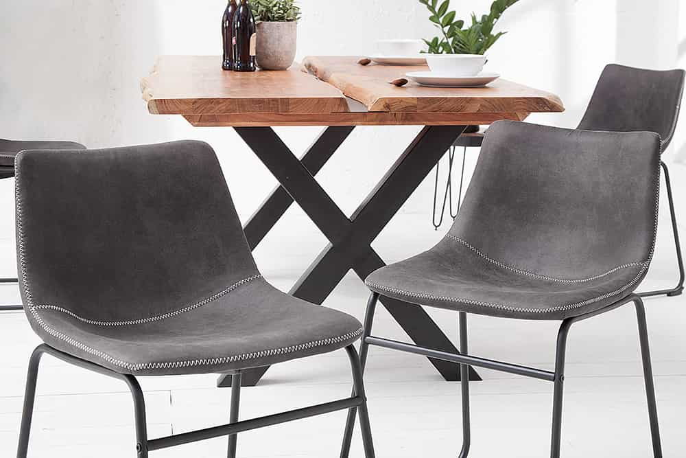 Industrial Design Stuhl DJANGO vintage grau mit Eisengestell