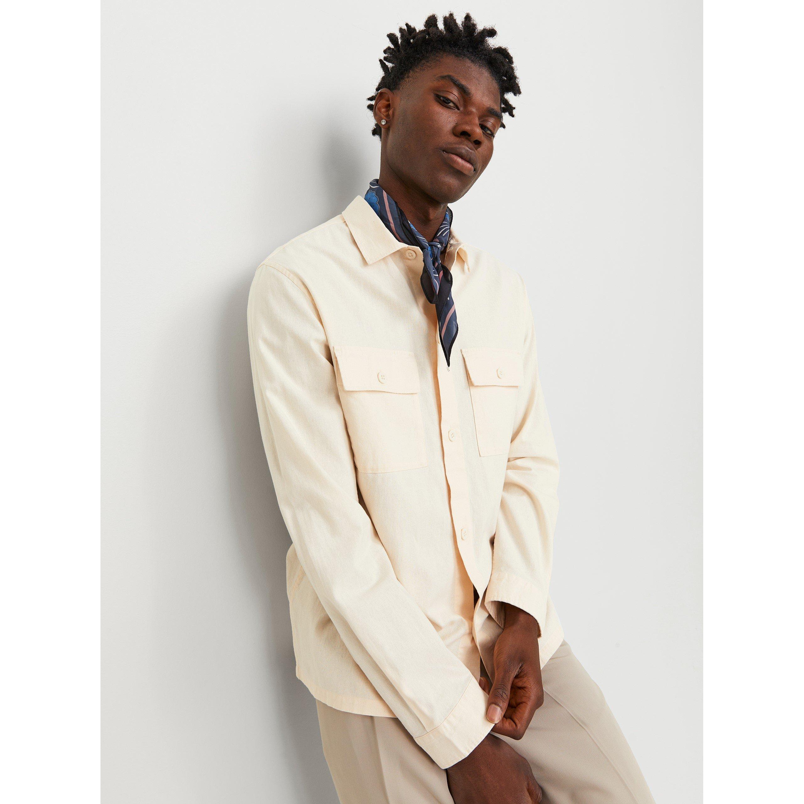 Jack and Jones Venice Linen Blend Long Sleeve Overshirt