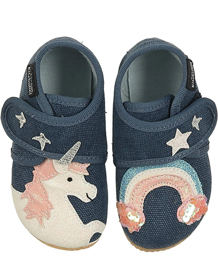 Klett-Hausschuhe EINHORN & REGENBOGEN in marine