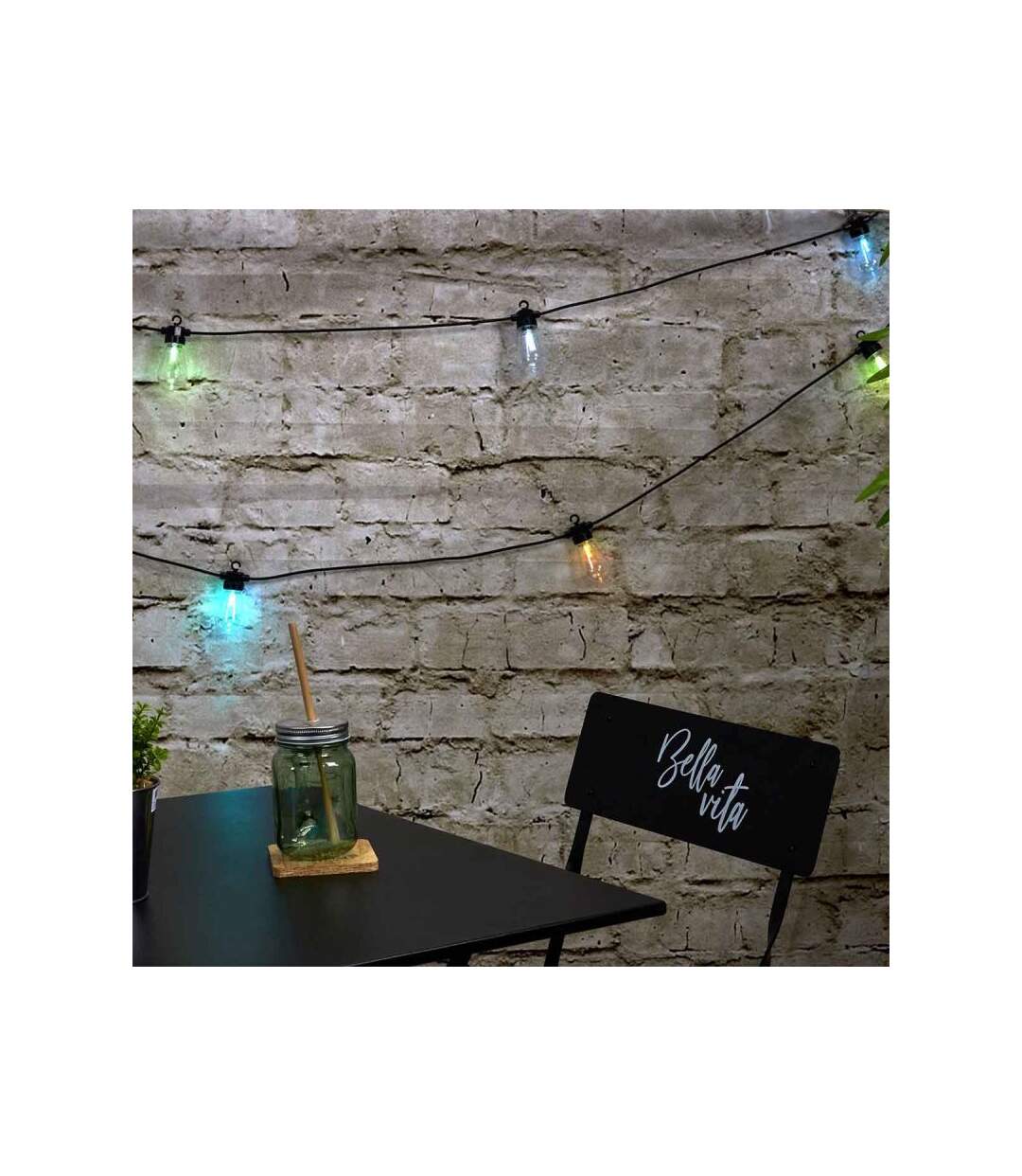 Paris Prix - Guirlande Lumineuse Extérieur ampoule Transparente Multicolore 5m Noir