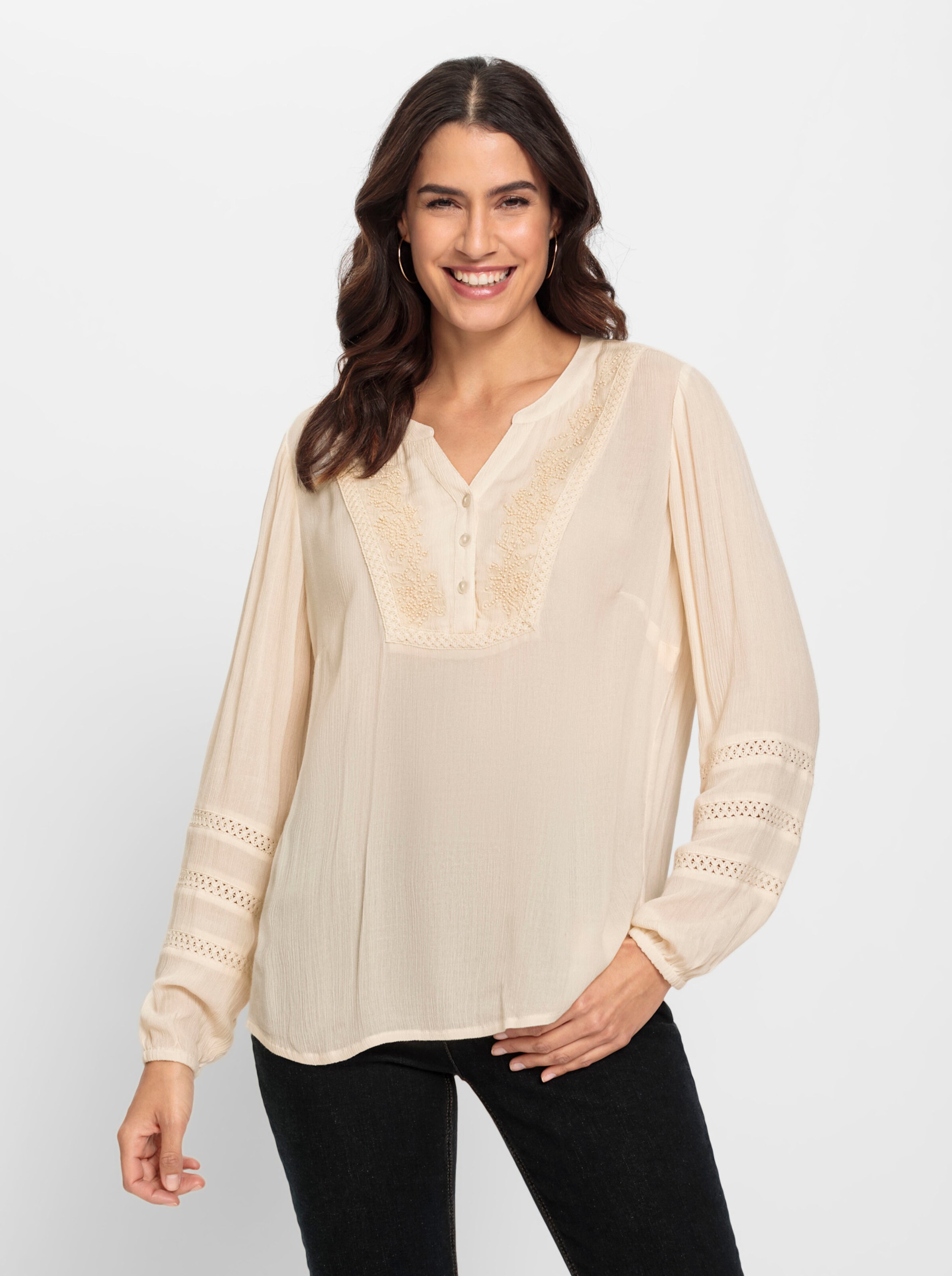 Bluse in elfenbein