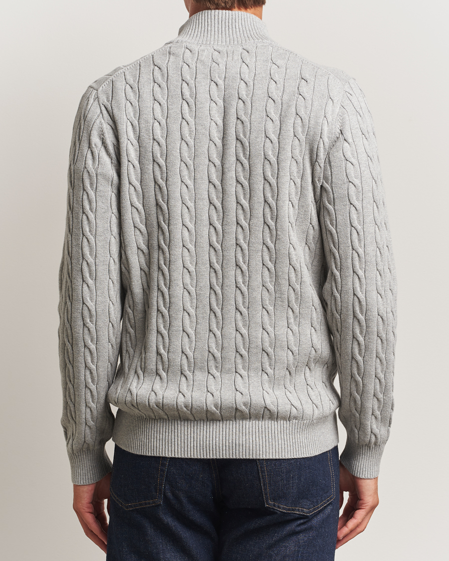 GANT Cotton Cable Half Zip Grey Melange