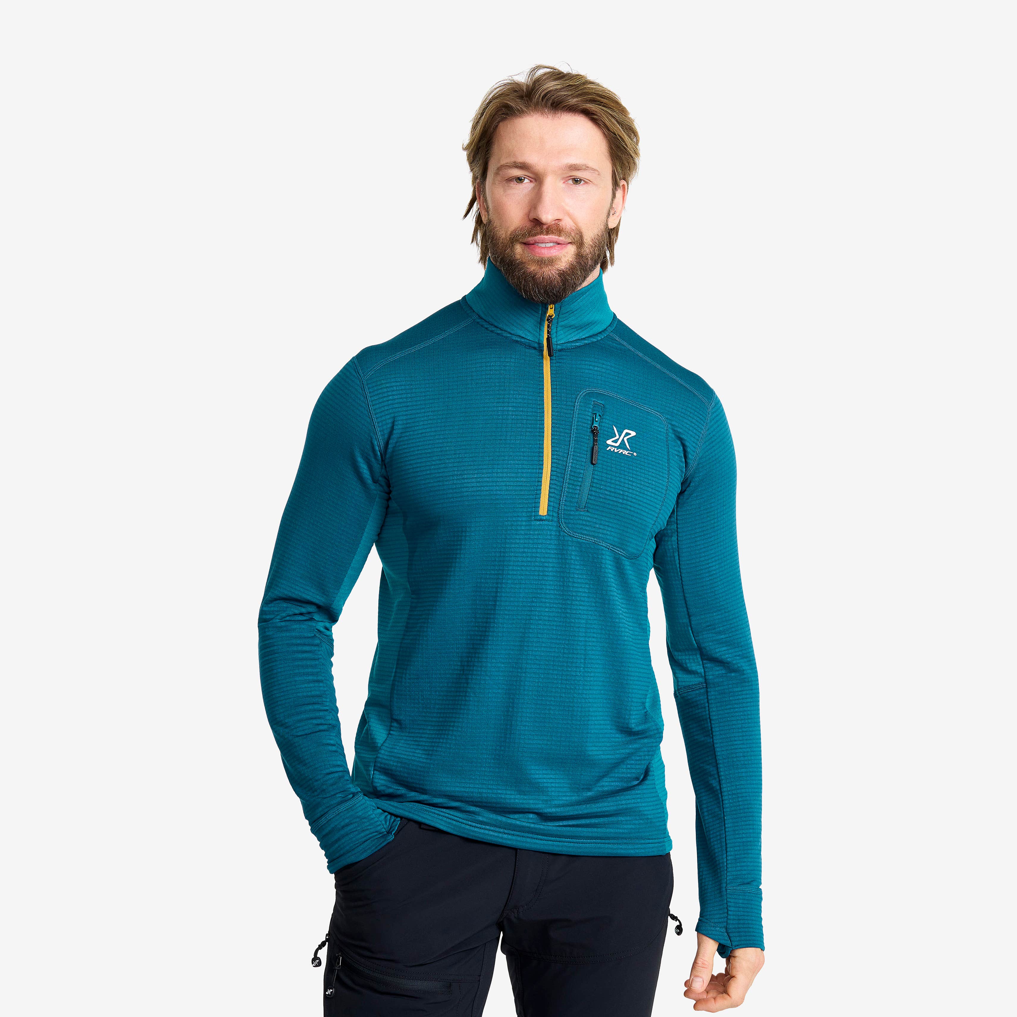 Waffle Half-zip Fleece Herre Moroccan Blue