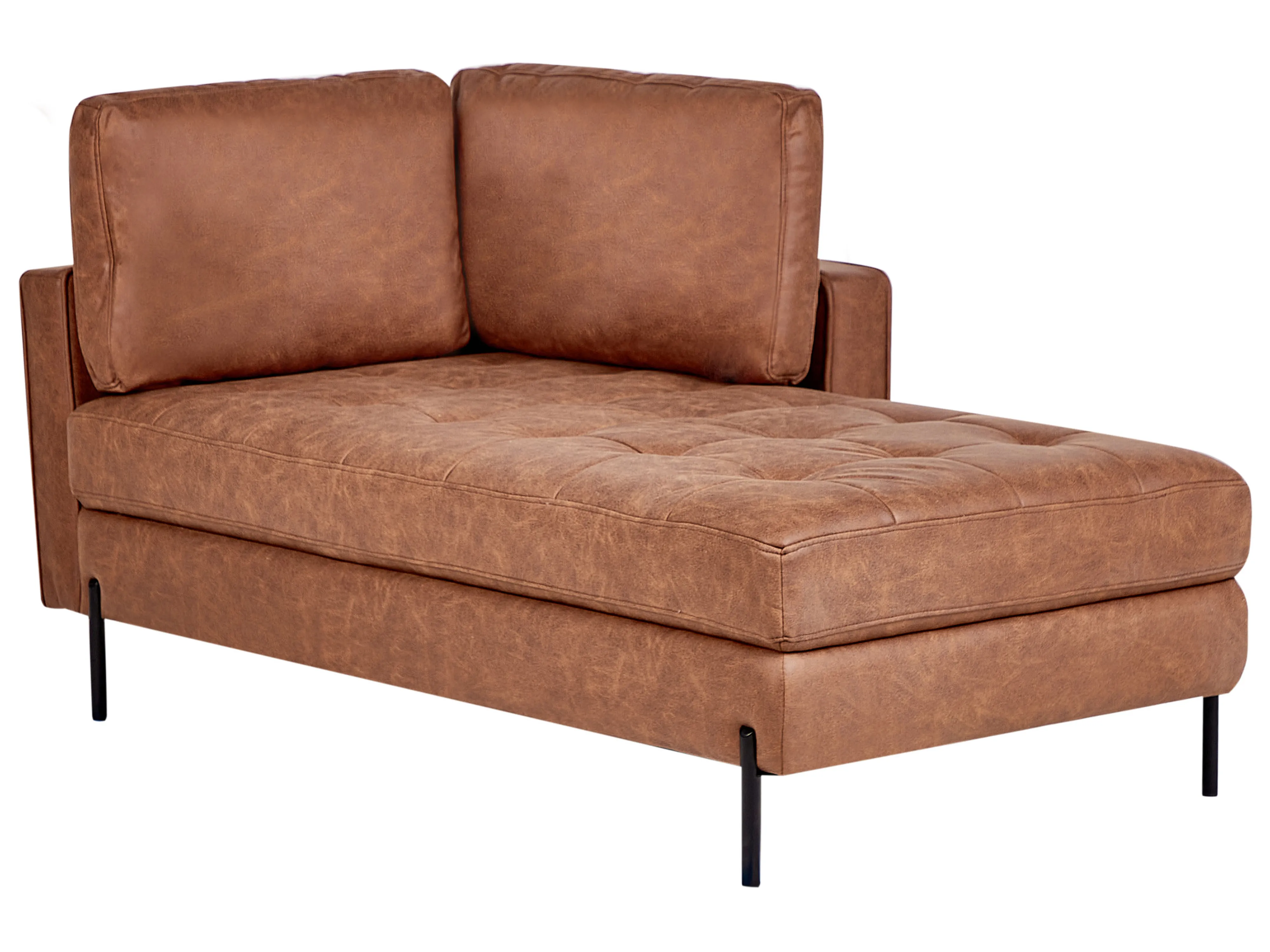 Linkszijdige chaise longue REBAIS Kunstleer Goudbruin