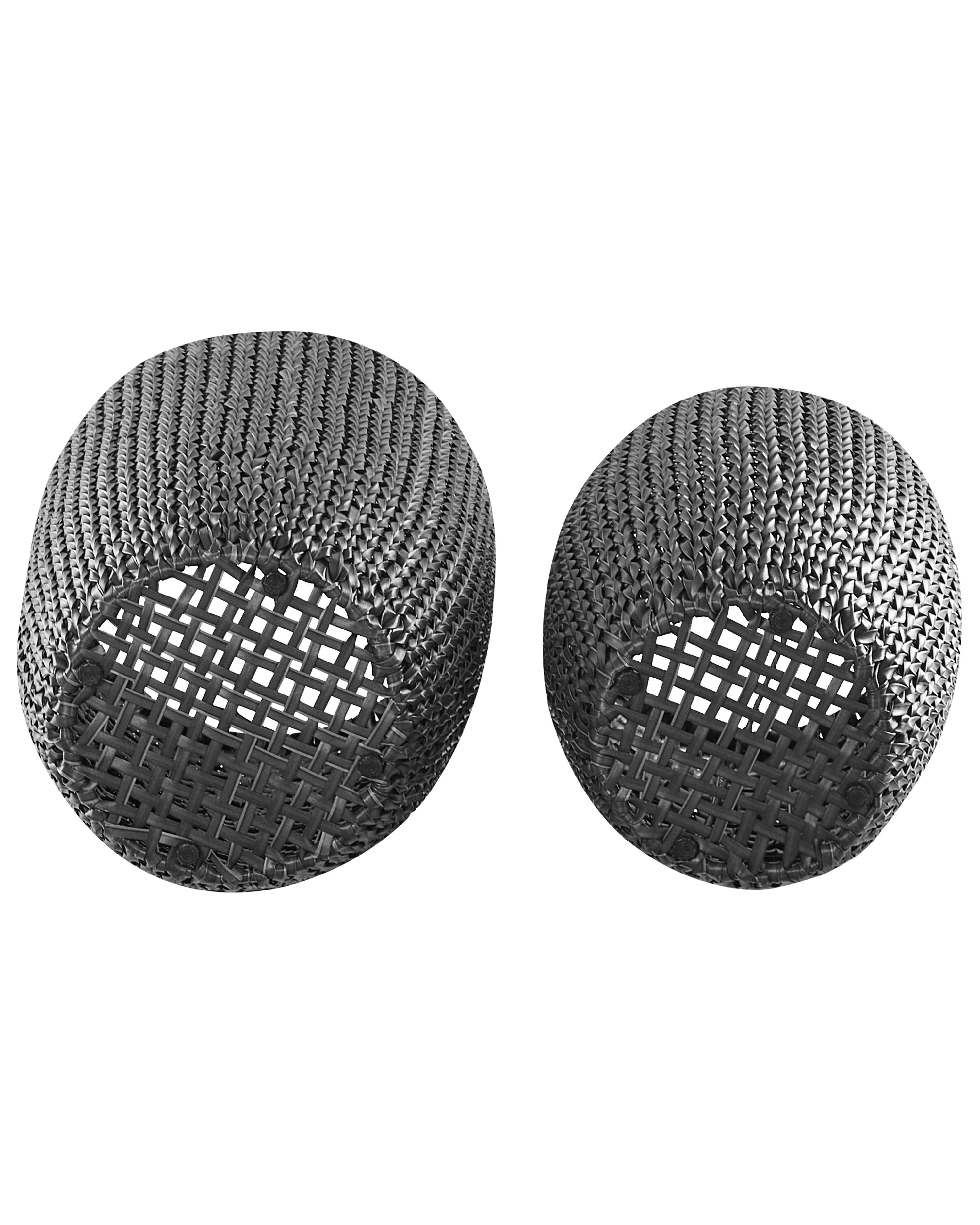 Set van 2 bloempotten CEDRUS PE rotan 37/45 cm Zwart
