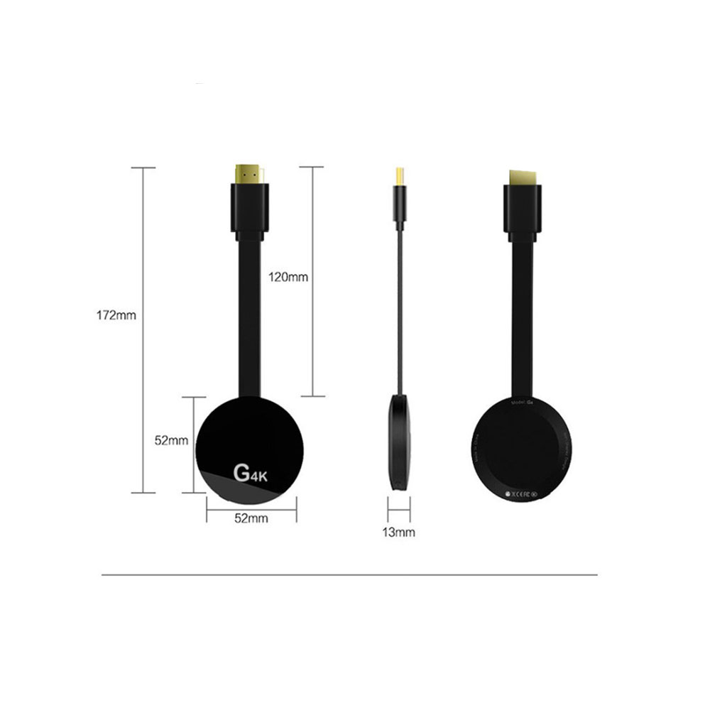2.4GHz HDMI Wifi 4K Streaming Dongle mit Quad-Core CPU für iOS / MacOS und Android (DLNA / Miracast / Airplay) - Schwarz