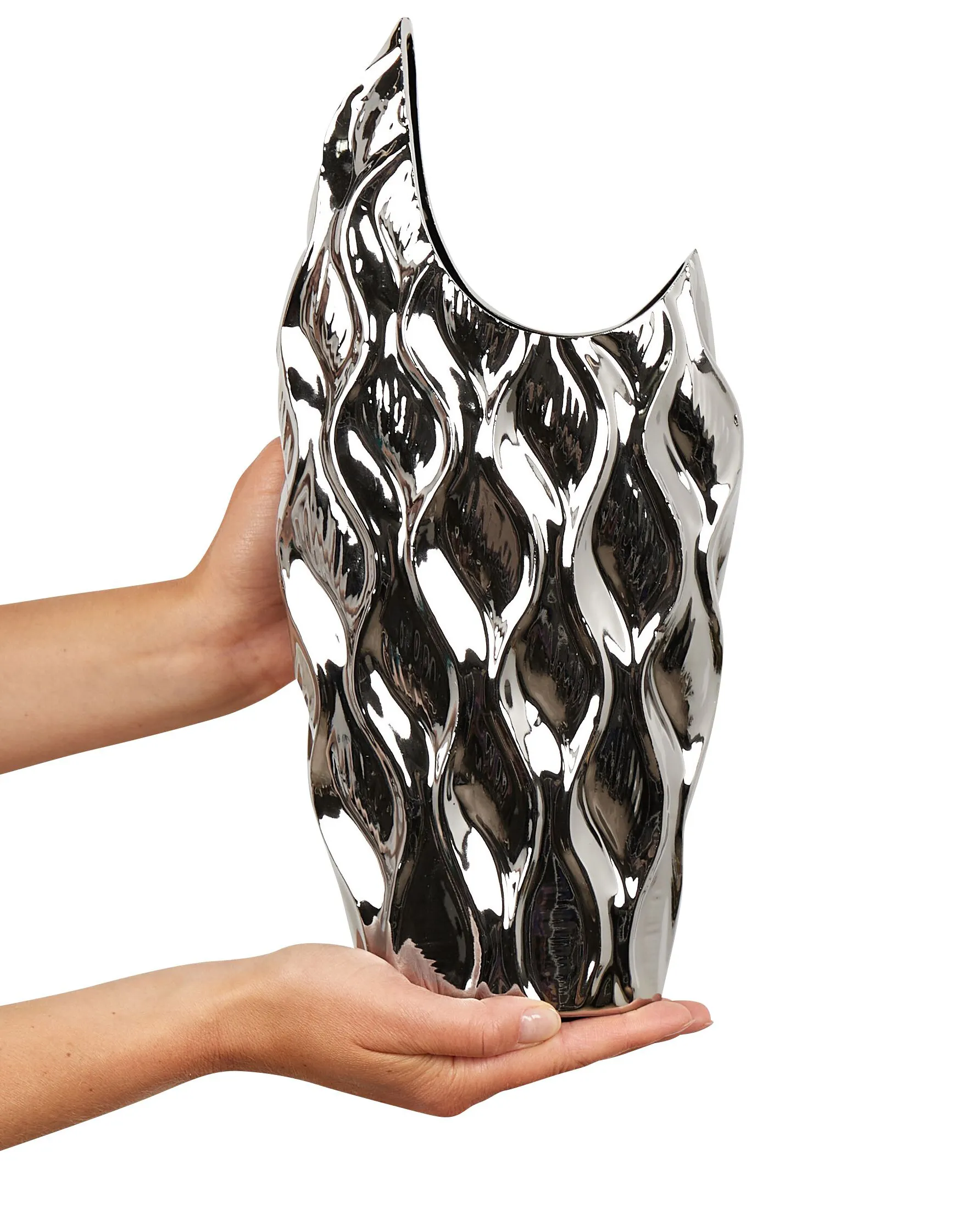 Decoratieve vaas HALUZA Steengoed 35 cm Zilver