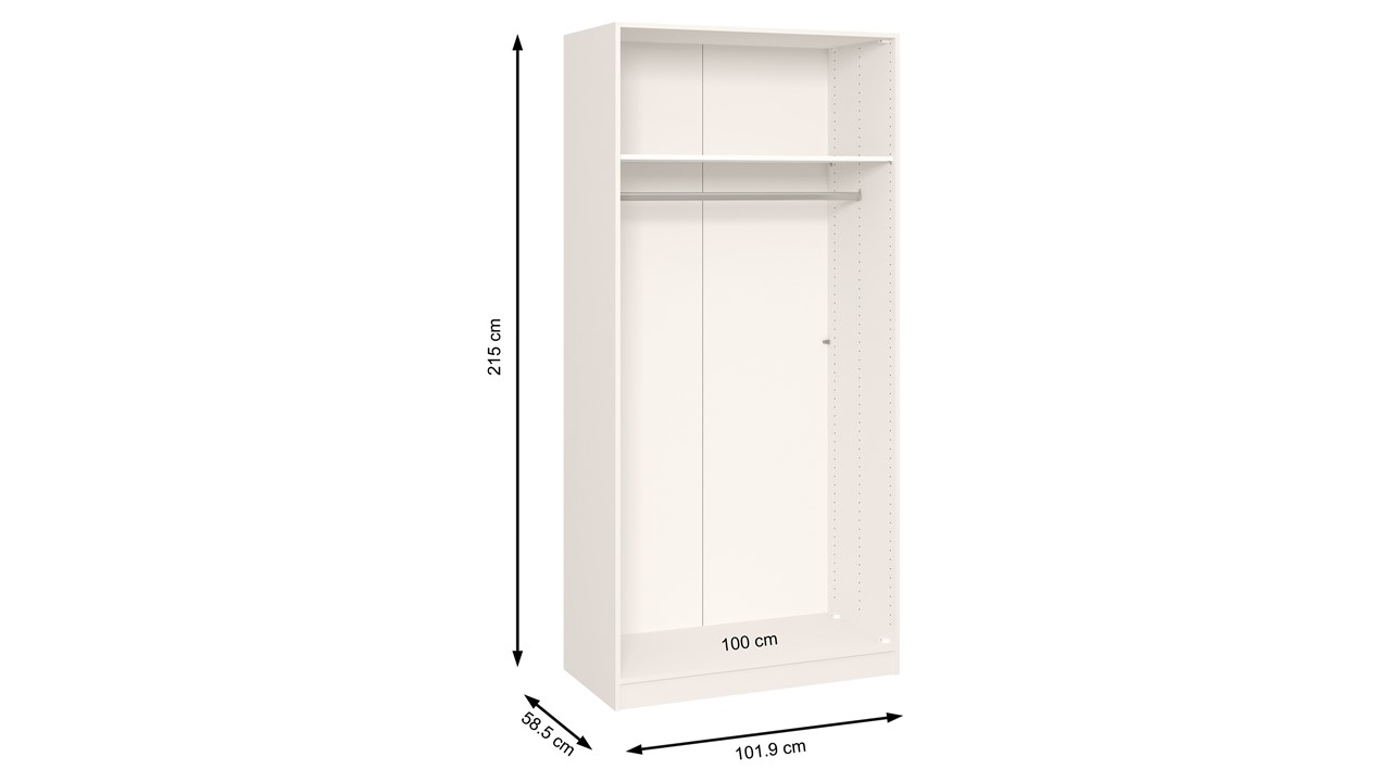 Draaideurkast Compact met laden en hout- en spiegeldeuren wit/eiken