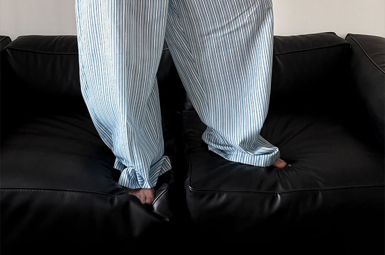 Nahagin - Gestreepte pyjamabroek met wijde pijpen en trekkoord in de taille