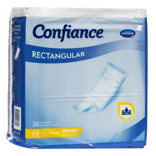 Discos absorventes retangulares Confidence, retos, 15x60cm, 5 gotas, 28 unidades