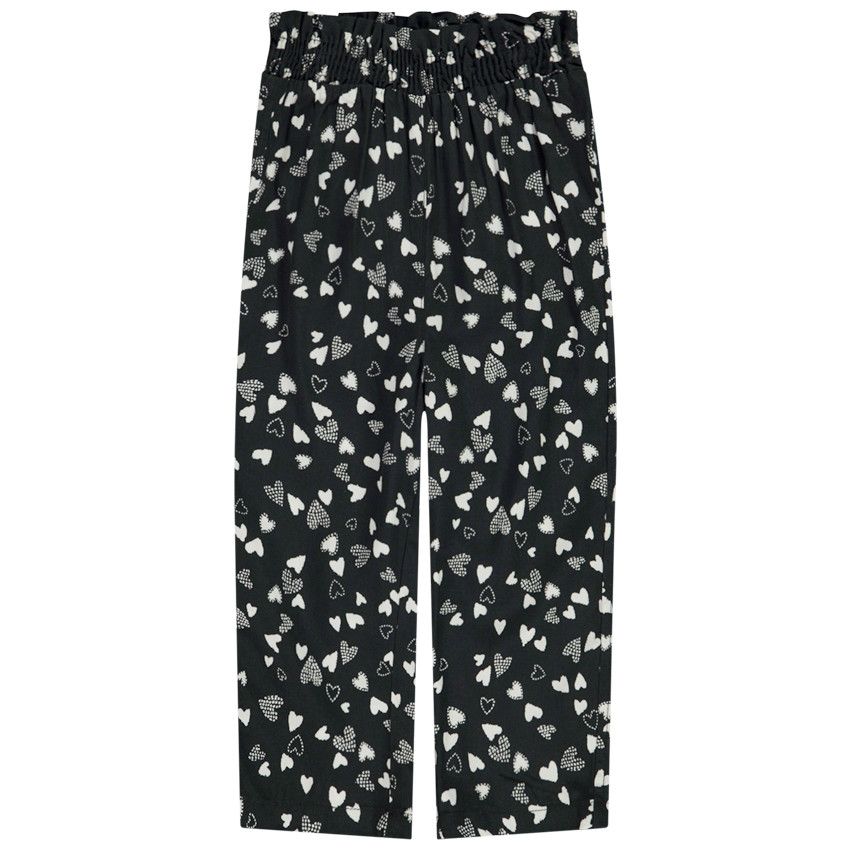 Pantalon fluide imprimé cœurs pour bébé fille - Noir