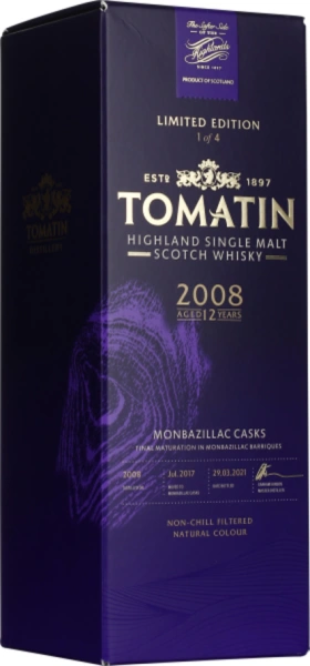 TOMATIN 12 YEARS 2008 MONBAZILLAC FRENCH COLLECTION 70CL