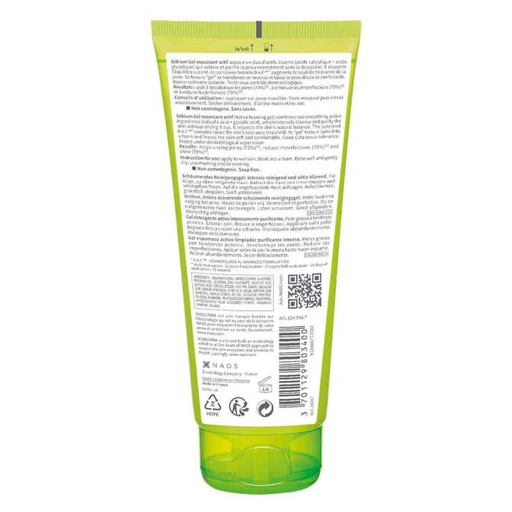 Bioderma Sebium Gel Moussant Actif Reinigungsgel für unreine, ölige, zu Akne neigende Haut, 200 ml