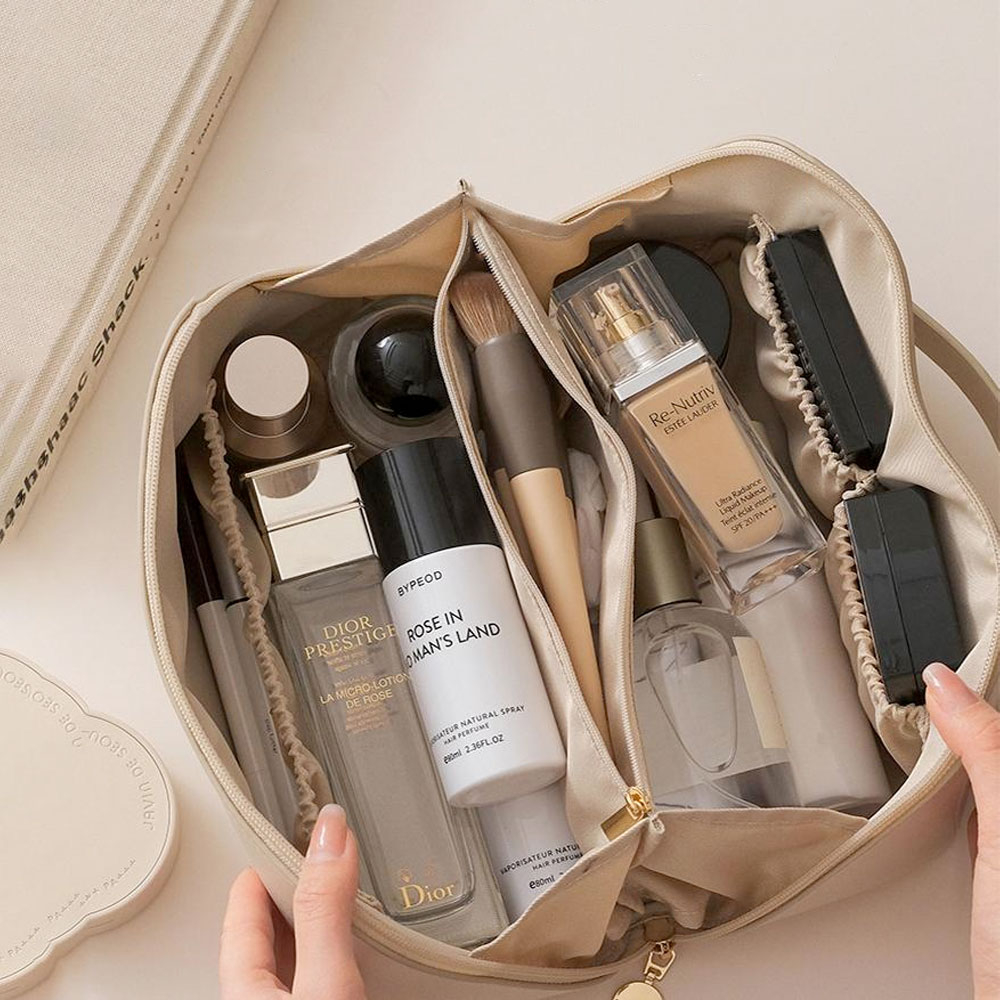 (21x13x12cm) Kosmetik Make Up Tasche Necessaire Organizer Bag mit Reissverschluss - Rosa