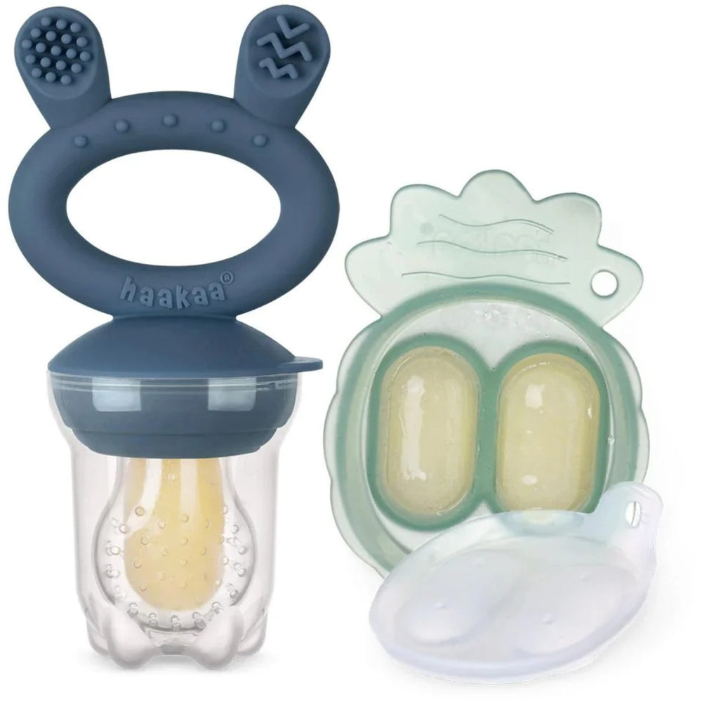 Køb Haakaa Silikone Food Feeder Steel Blue | Luksusbaby