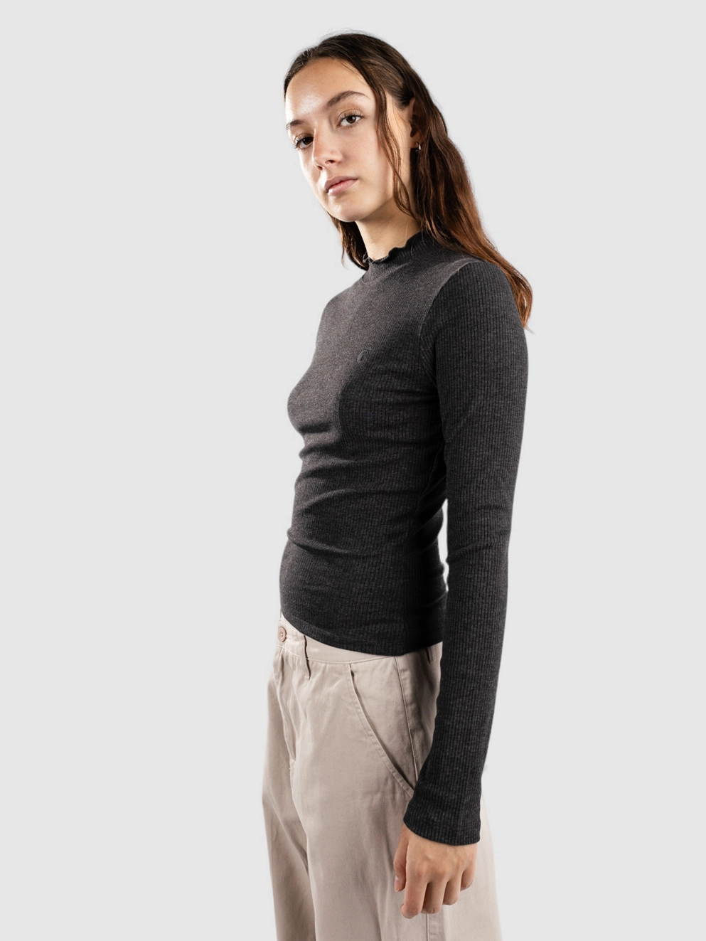 Kazane Sofia Long Sleeve T-Shirt heathr black