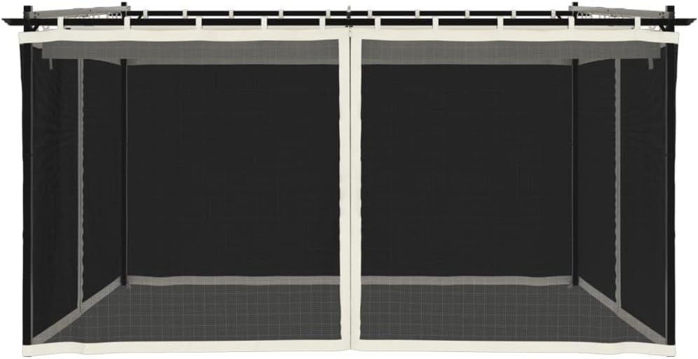 Pavillon mit Netzwänden Creme 4x3 m Stahl