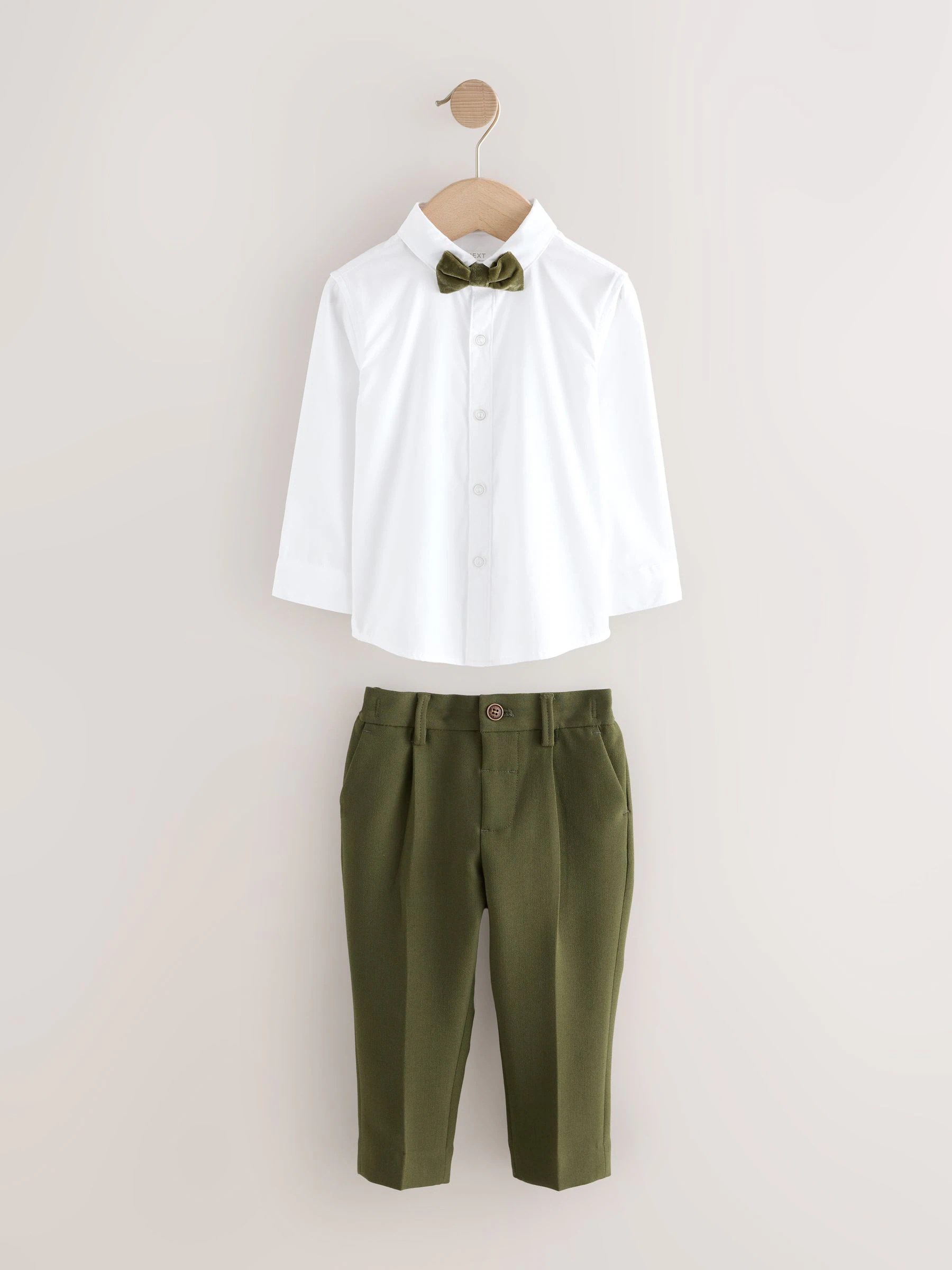Kakigroen - Set van gilet, overhemd, broek en vlinderdas (3mnd -9jr)