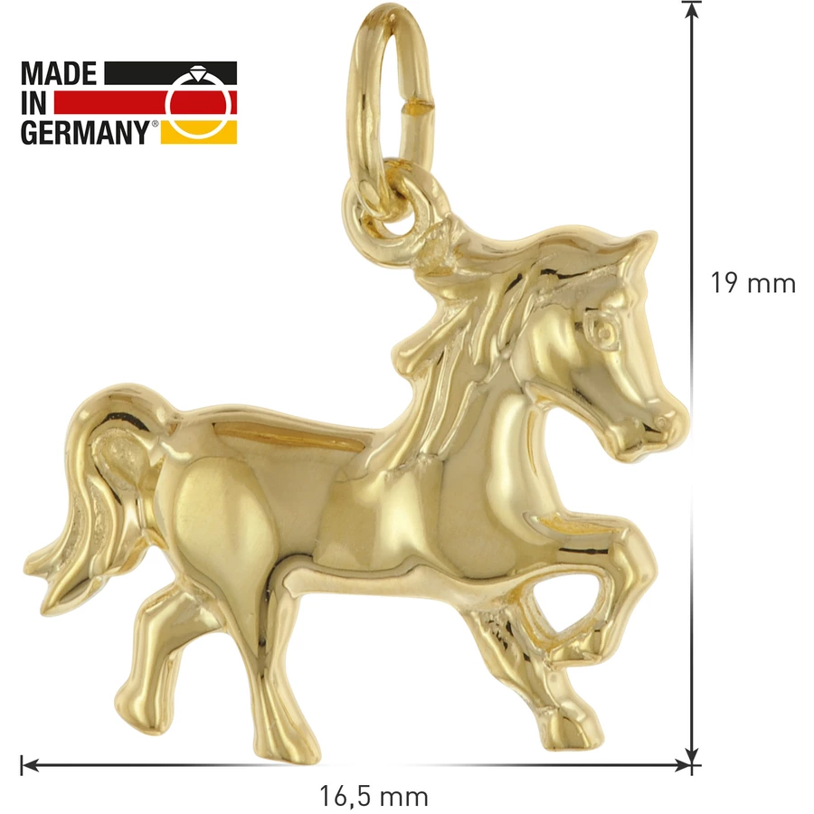 trendor Kinder-Halskette mit Pferde-Anhänger Gold auf Silber gold