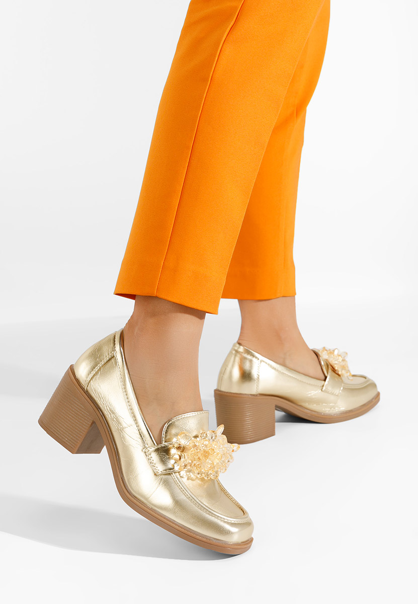 Mocassins à talon dorées Ermela