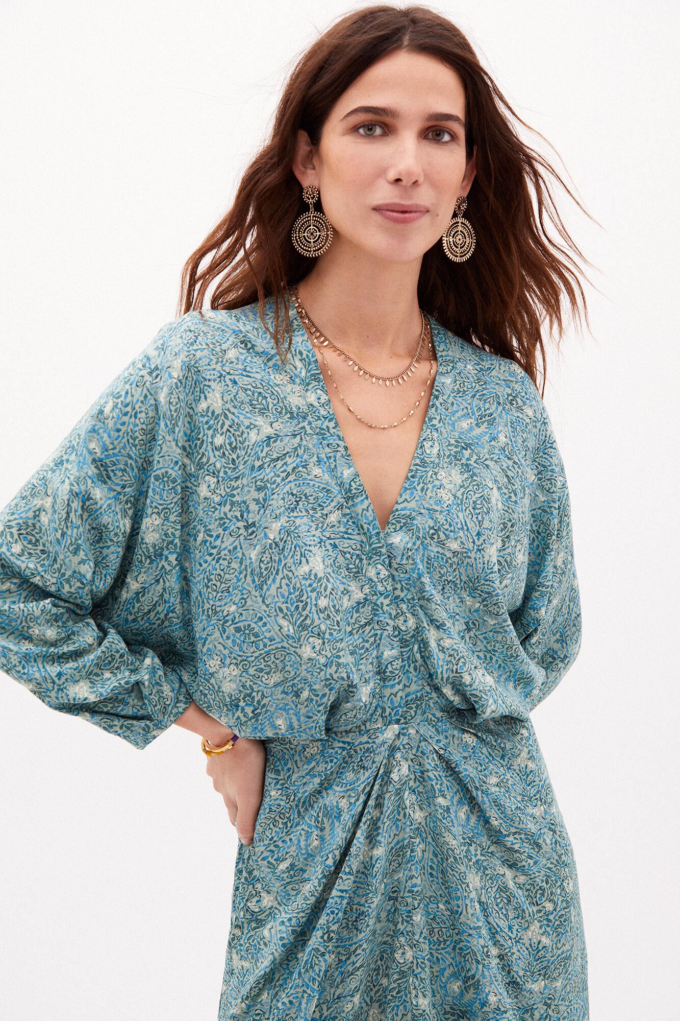 Nora Vestido midi estampado - Verde