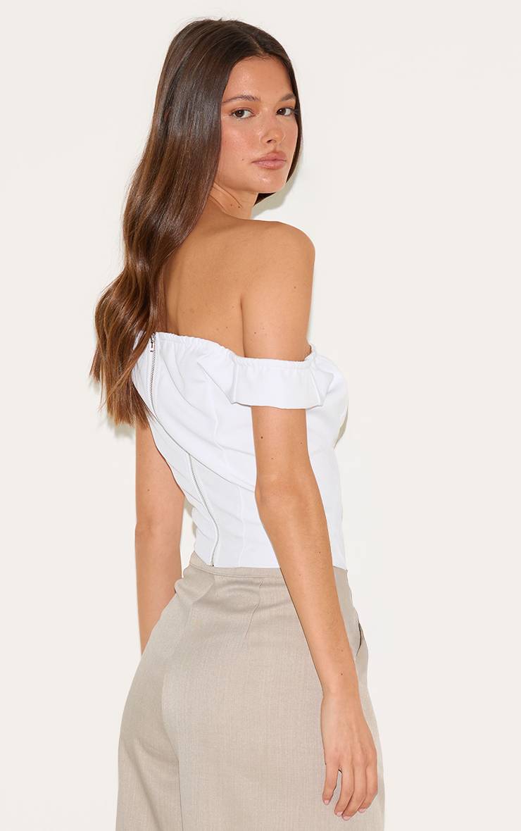 Blanc Corset Bardot Long Tissé