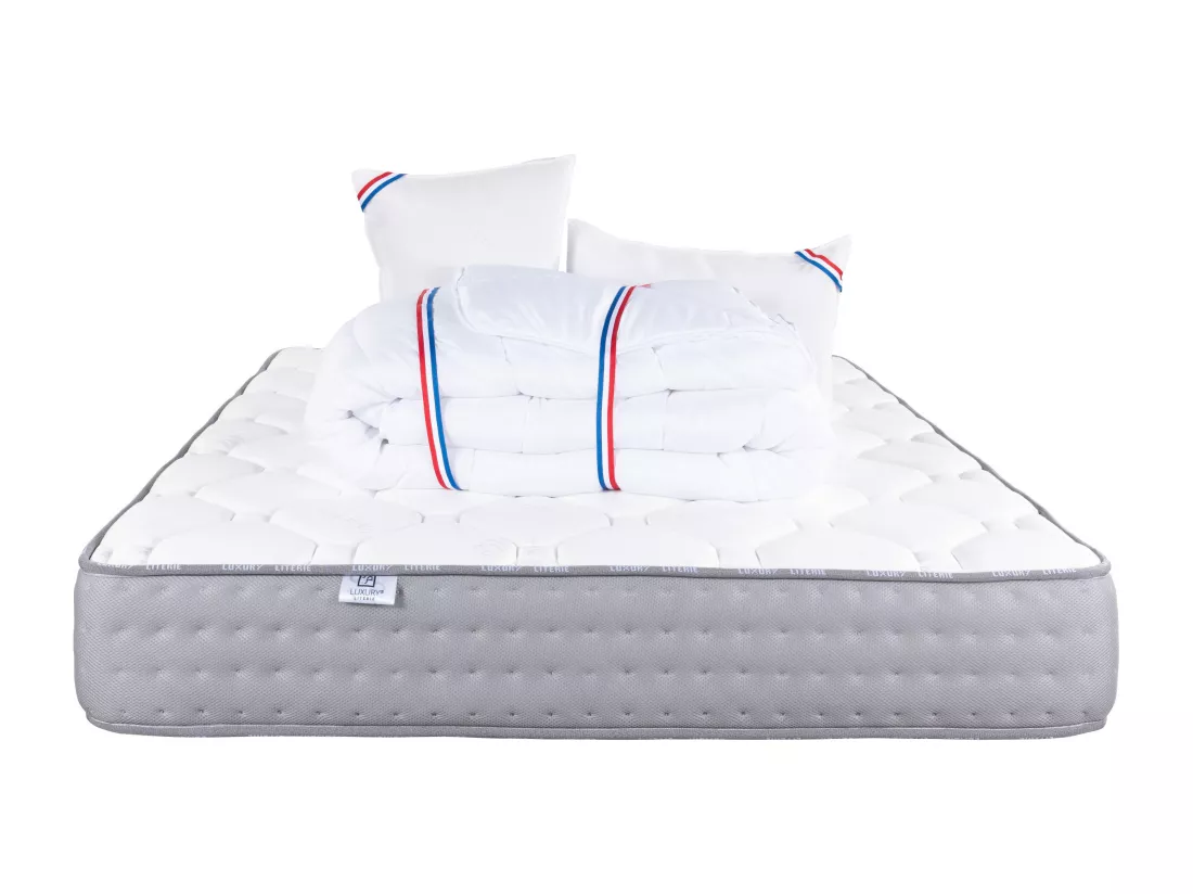 Matelas 180x200 cm, Zen, 20 cm, mémoire de forme, ferme + 2 oreillers + couette