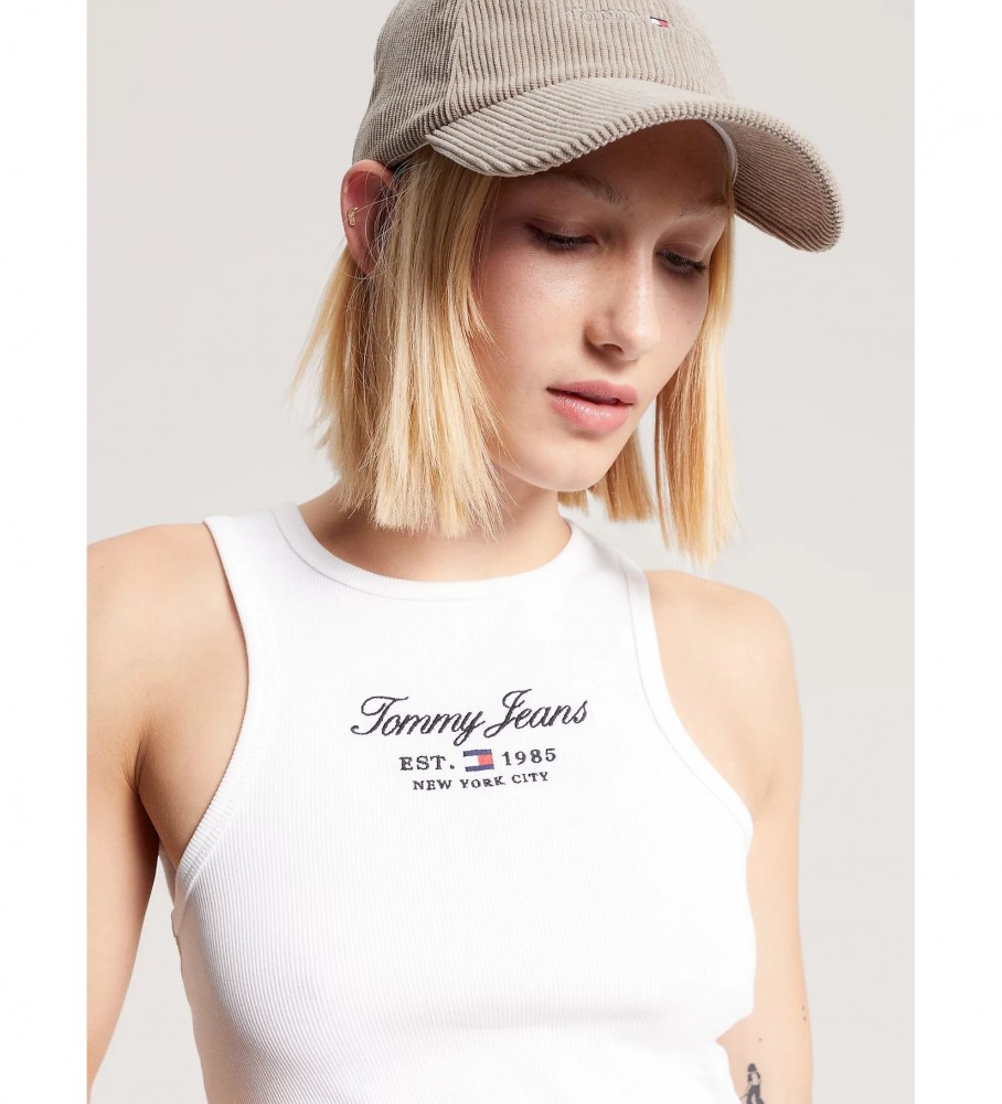 Camiseta sem mangas Tommy Jeans Essential Slim Fit branca