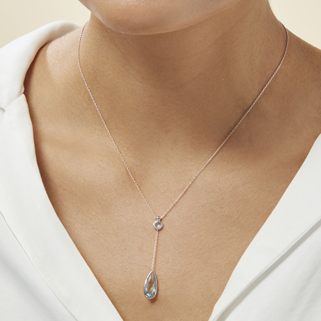 Collier Dennis Or Blanc Topaze