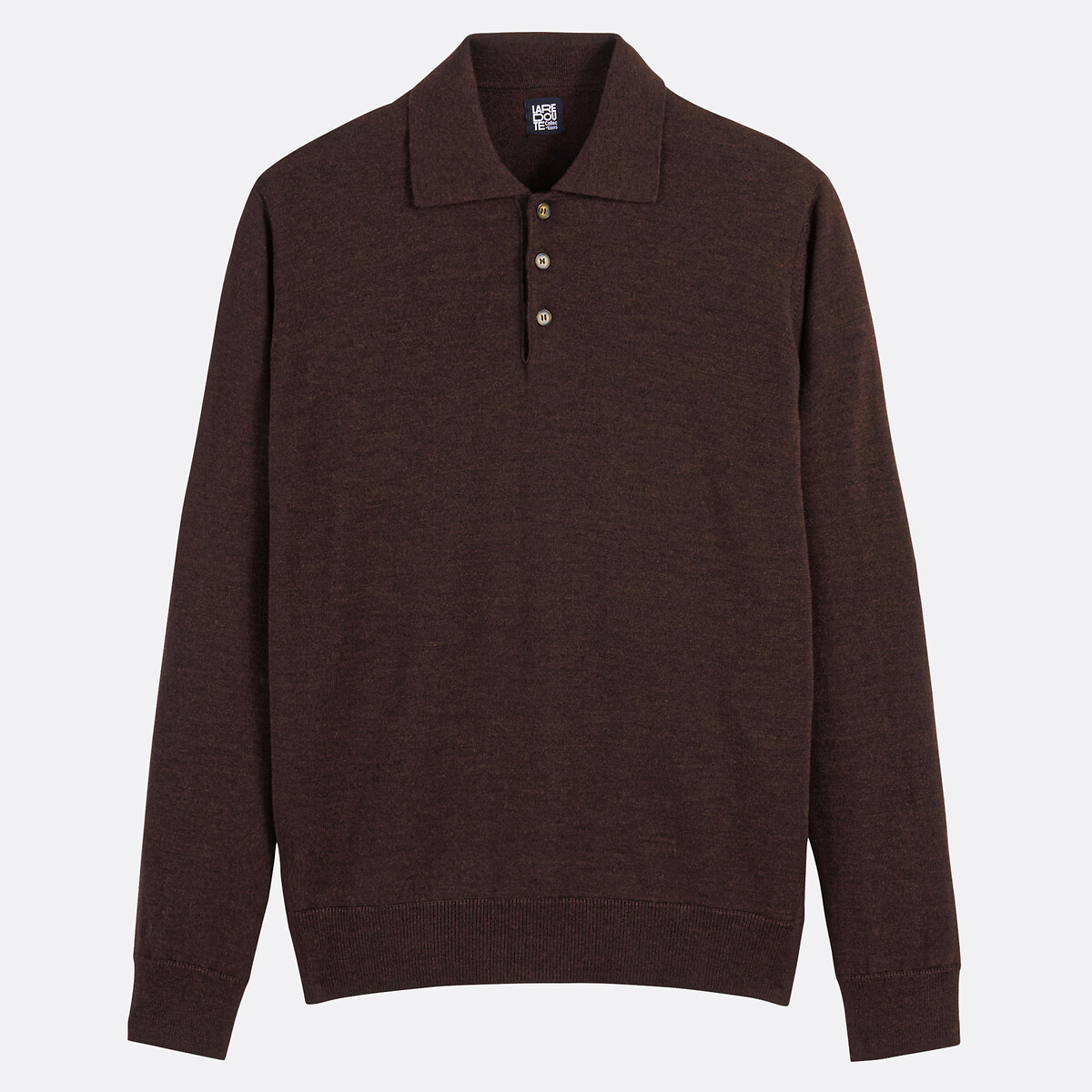 COLEÇÕES LA REDOUTE<br>Suéter de lã merino com gola polo fabricado na Europa