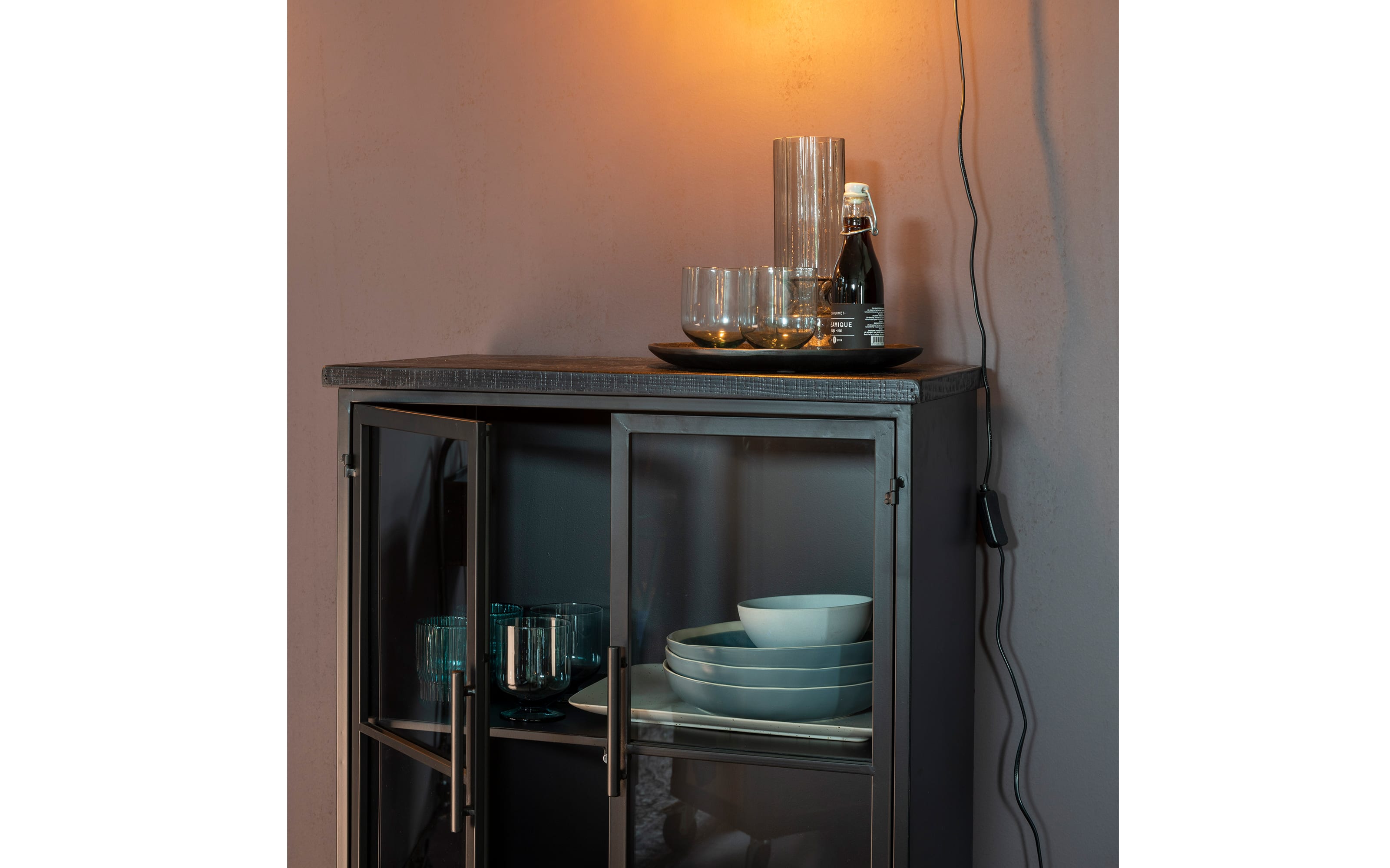 Kabinett Ferre M, Vintage schwarz, 65 cm