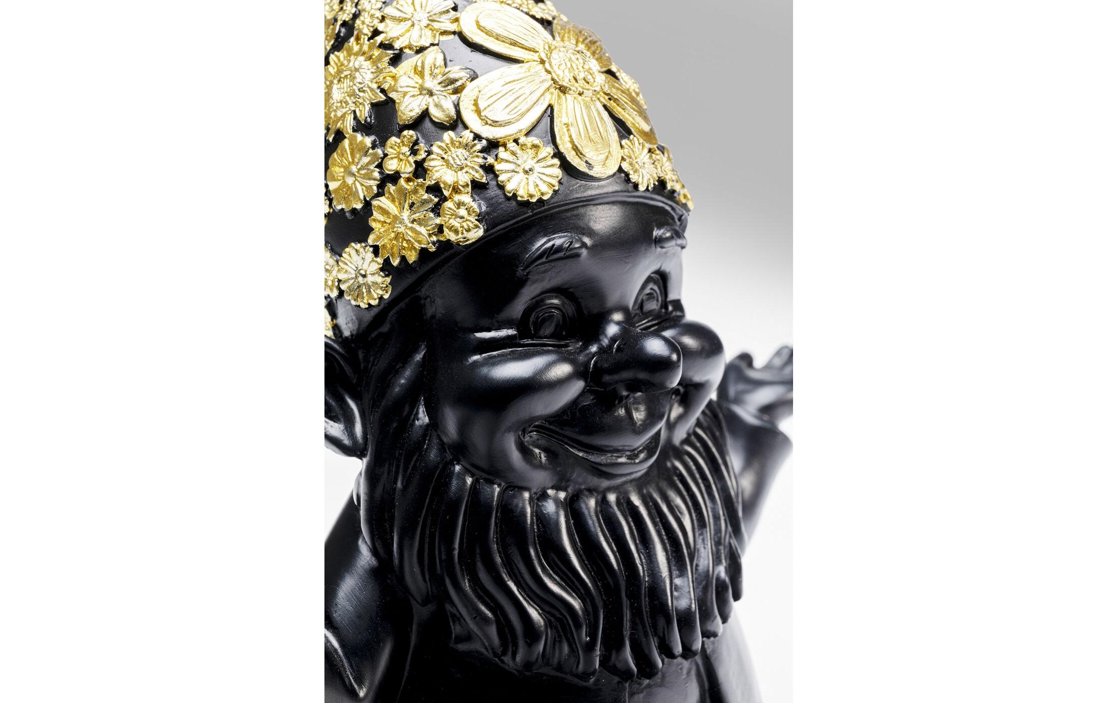 Dekofigur Zwerg Meditation Schwarz/GoldDeko Figur