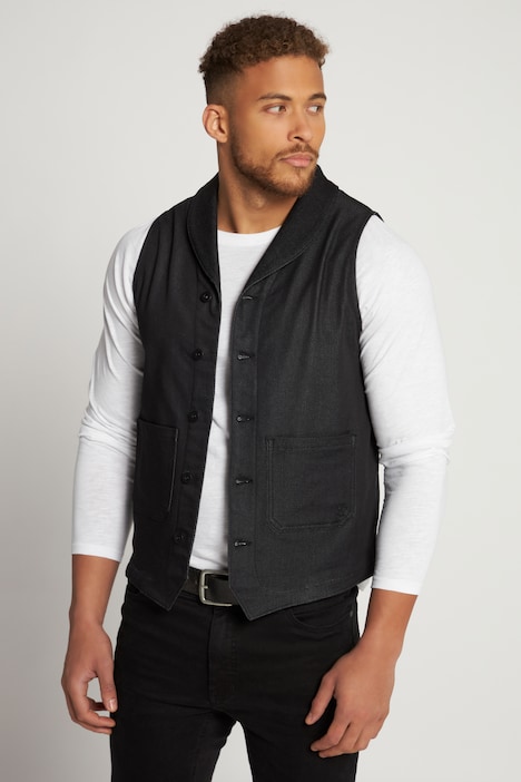 Weste, Jeans, Schalkragen, 2 Taschen